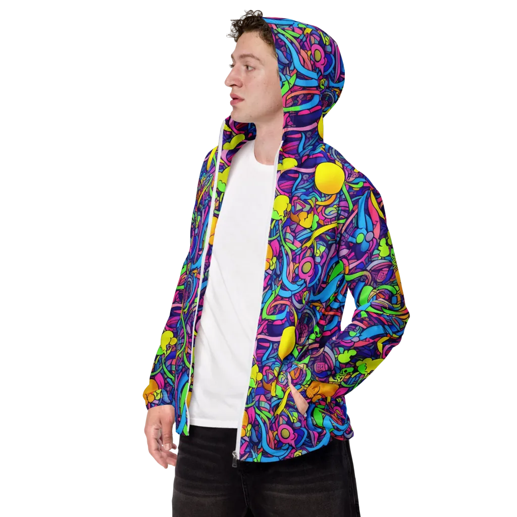 Electric Menagerie on Men's Windbreaker — Left Front
