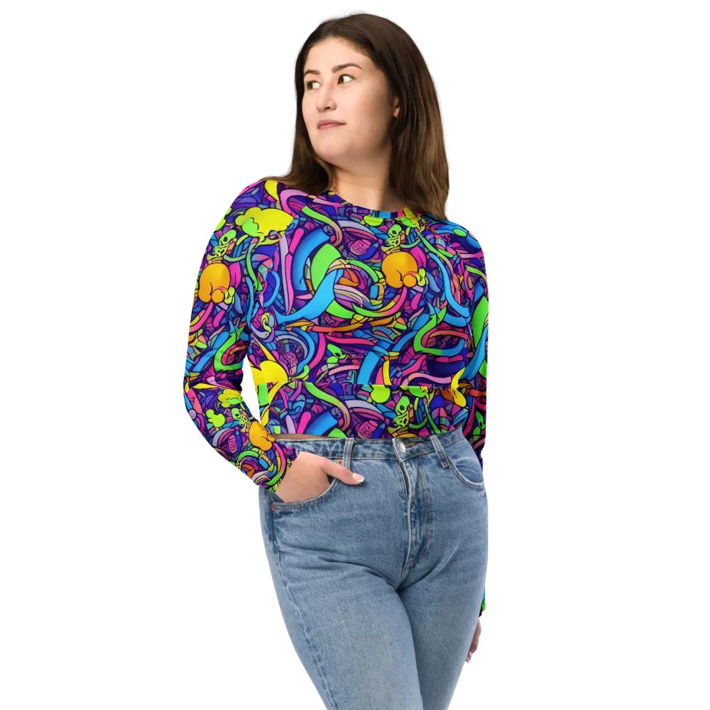 Electric Menagerie on Long Sleeve Crop Top — Front