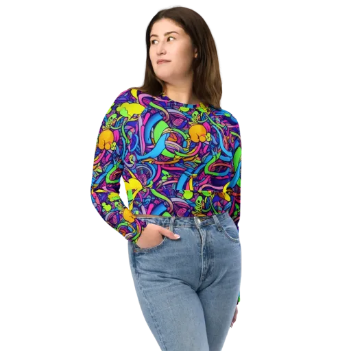 Electric Menagerie on a Long Sleeve Crop Top