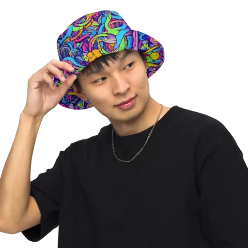 Electric Menagerie on a Reversible Bucket Hat
