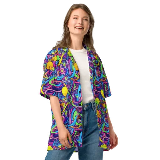 Electric Menagerie on a Button Shirt