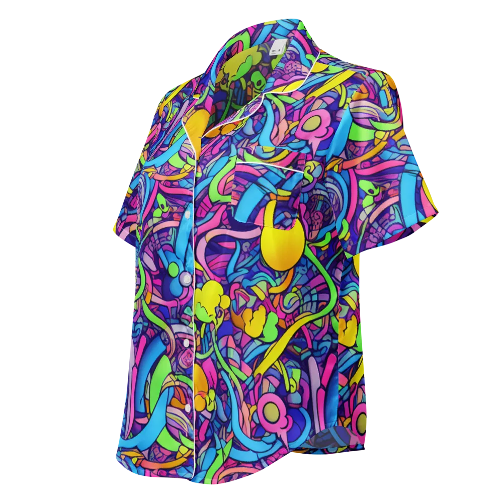Electric Menagerie on Women's Short Sleeve Pajama Top — Left Front