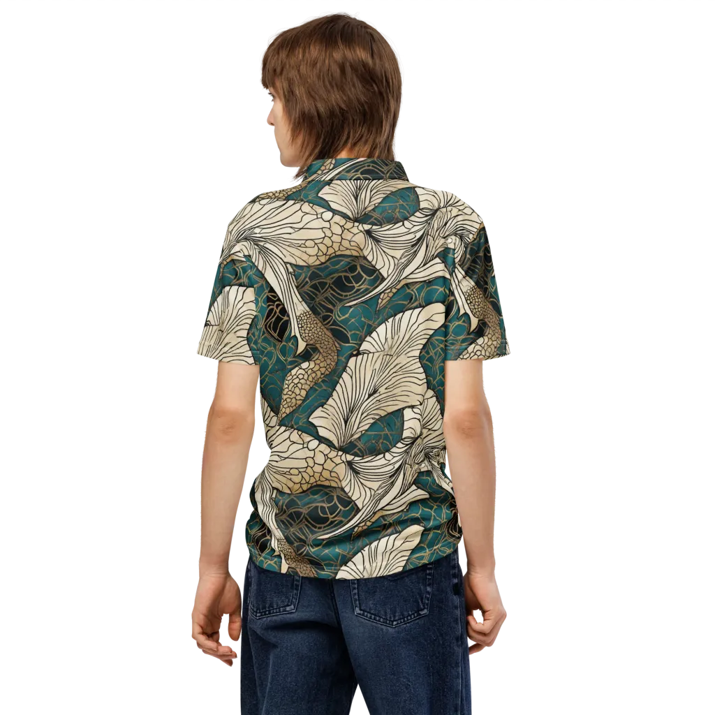 Aqua Filigree on Men's Slim Fit Polo Shirt — Back