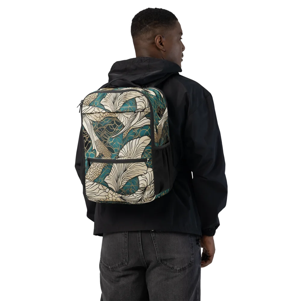 Aqua Filigree on Utility Backpack — Back