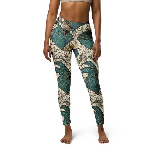 Aqua Filigree on a Yoga Leggings