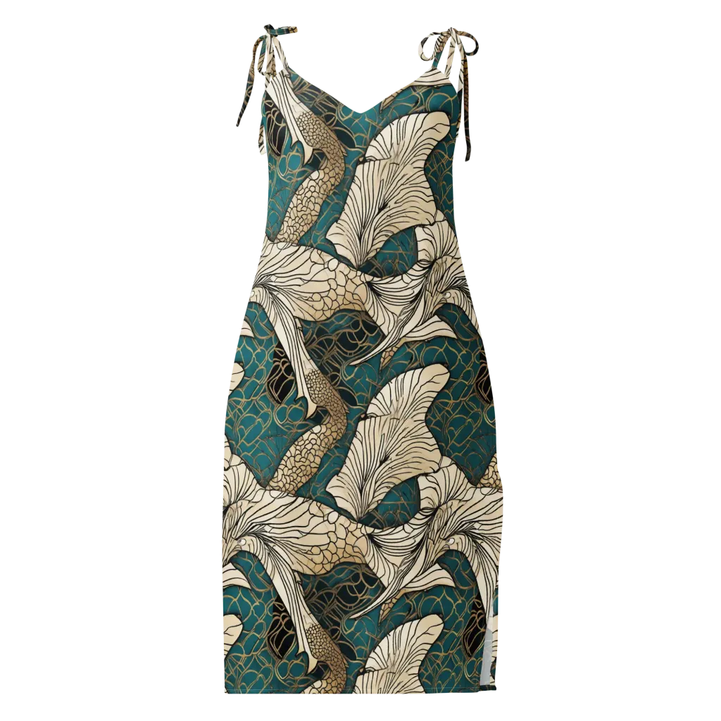 Aqua Filigree on Slip Dress — Front