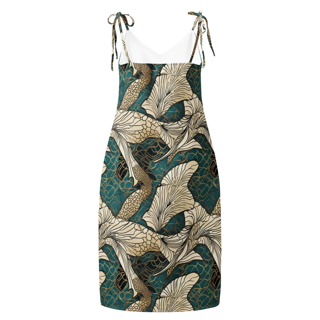 Aqua Filigree on Slip Dress — Back