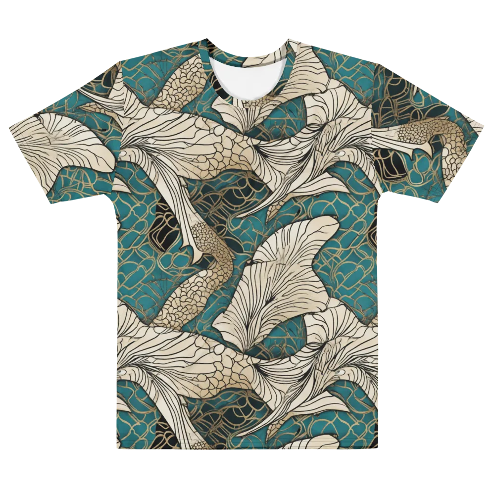 Aqua Filigree on Men's Cotton Crew Neck T-Shirt — Front
