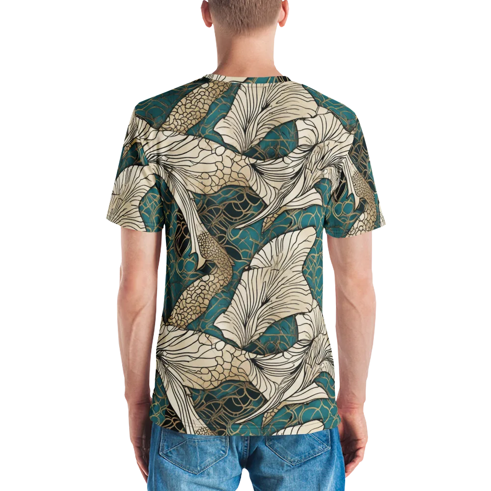 Aqua Filigree on Men's Crew Neck T-Shirt — Back