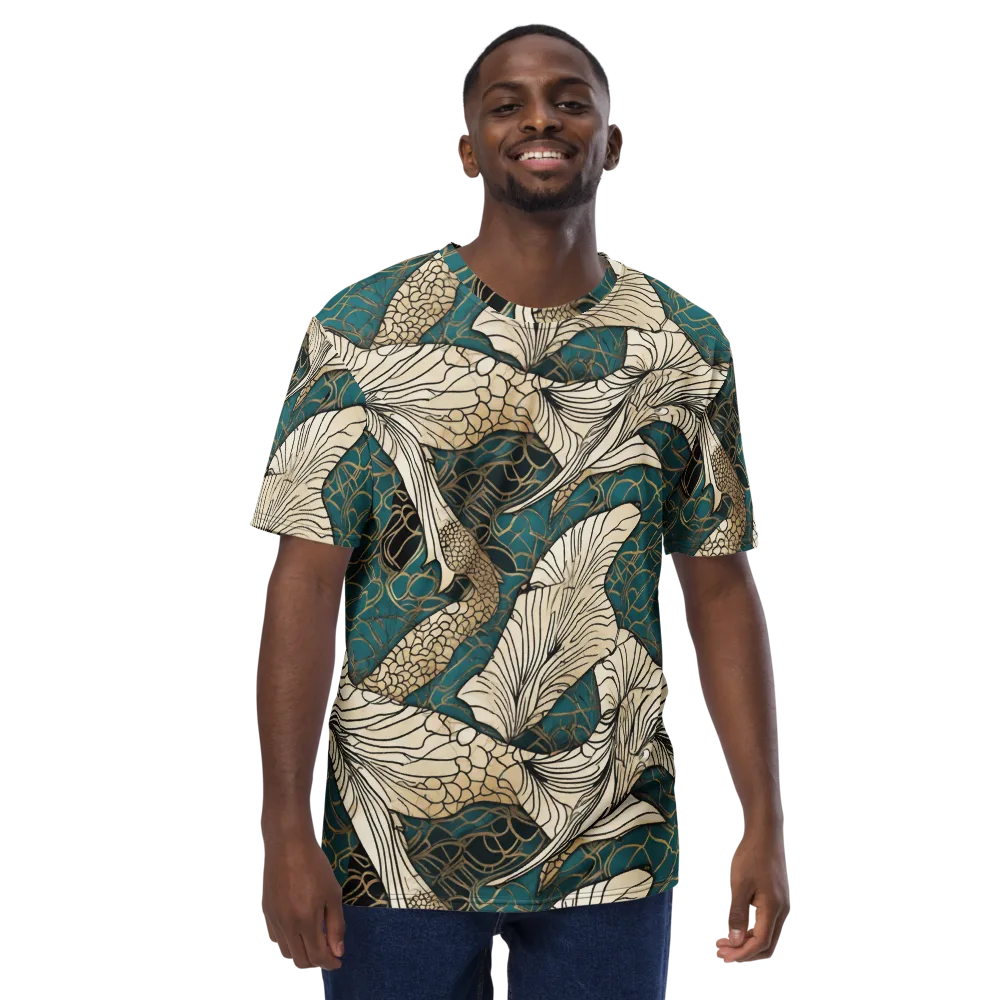 Aqua Filigree on Men's Crew Neck T-Shirt — Front