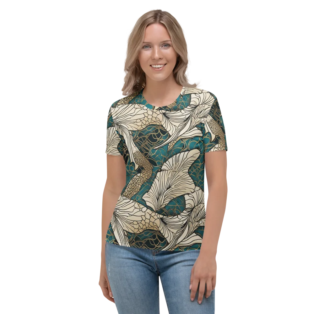 Aqua Filigree on Women's Crew Neck T-Shirt — Front