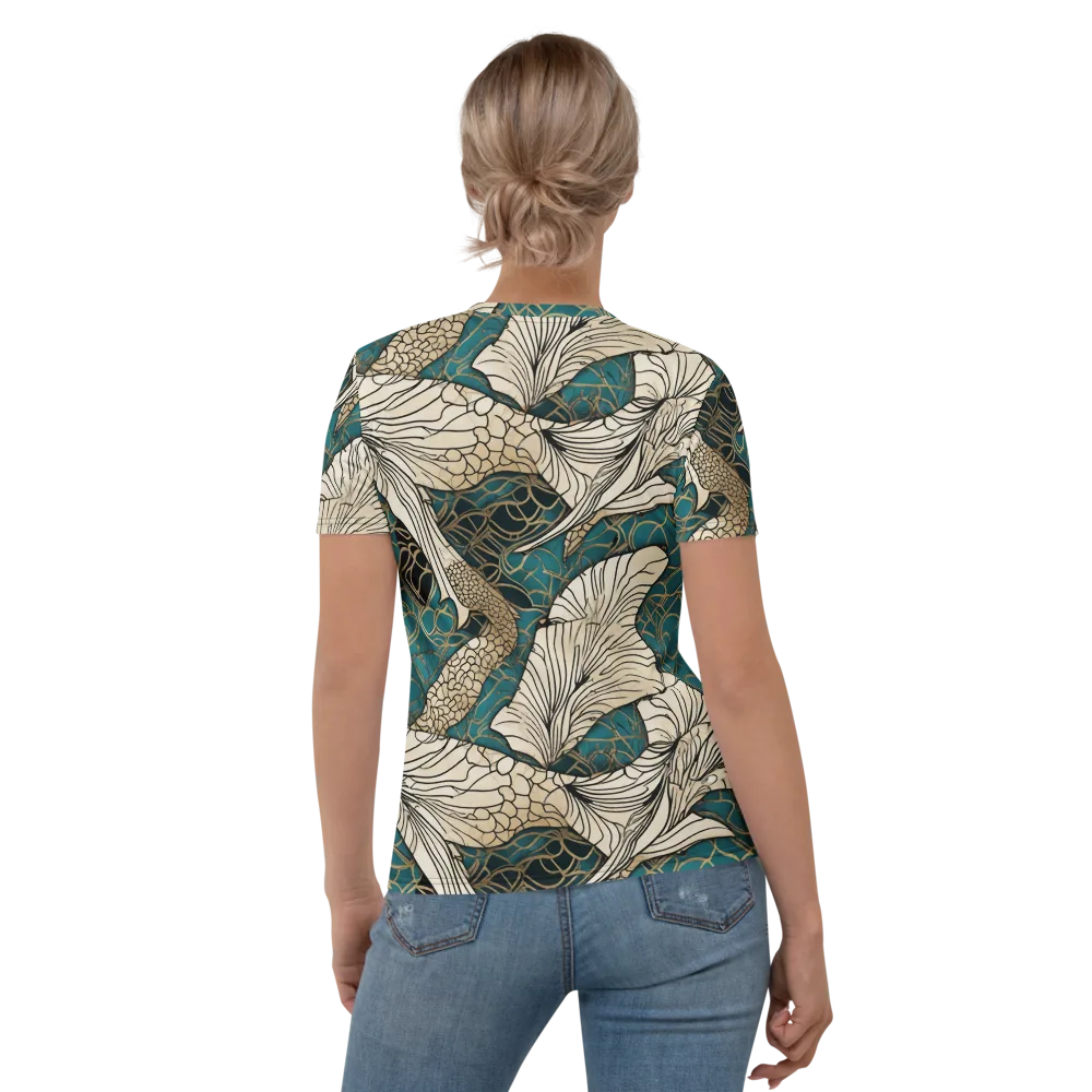 Aqua Filigree on Women's Crew Neck T-Shirt — Back