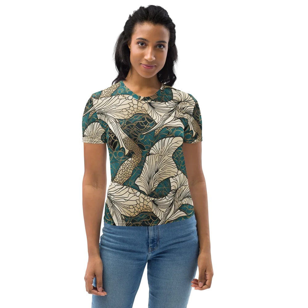 Aqua Filigree on Women's Crew Neck T-Shirt — Front