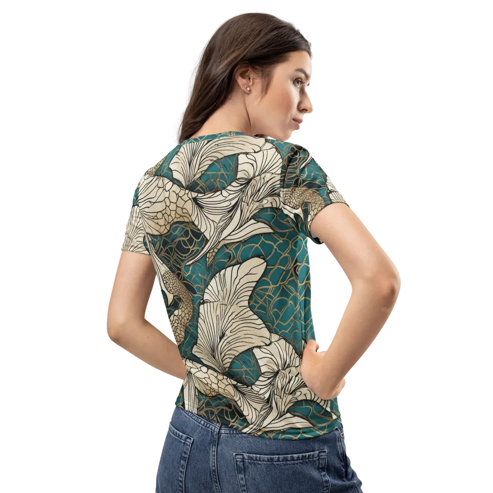 Aqua Filigree on Women's Crew Neck T-Shirt — Back