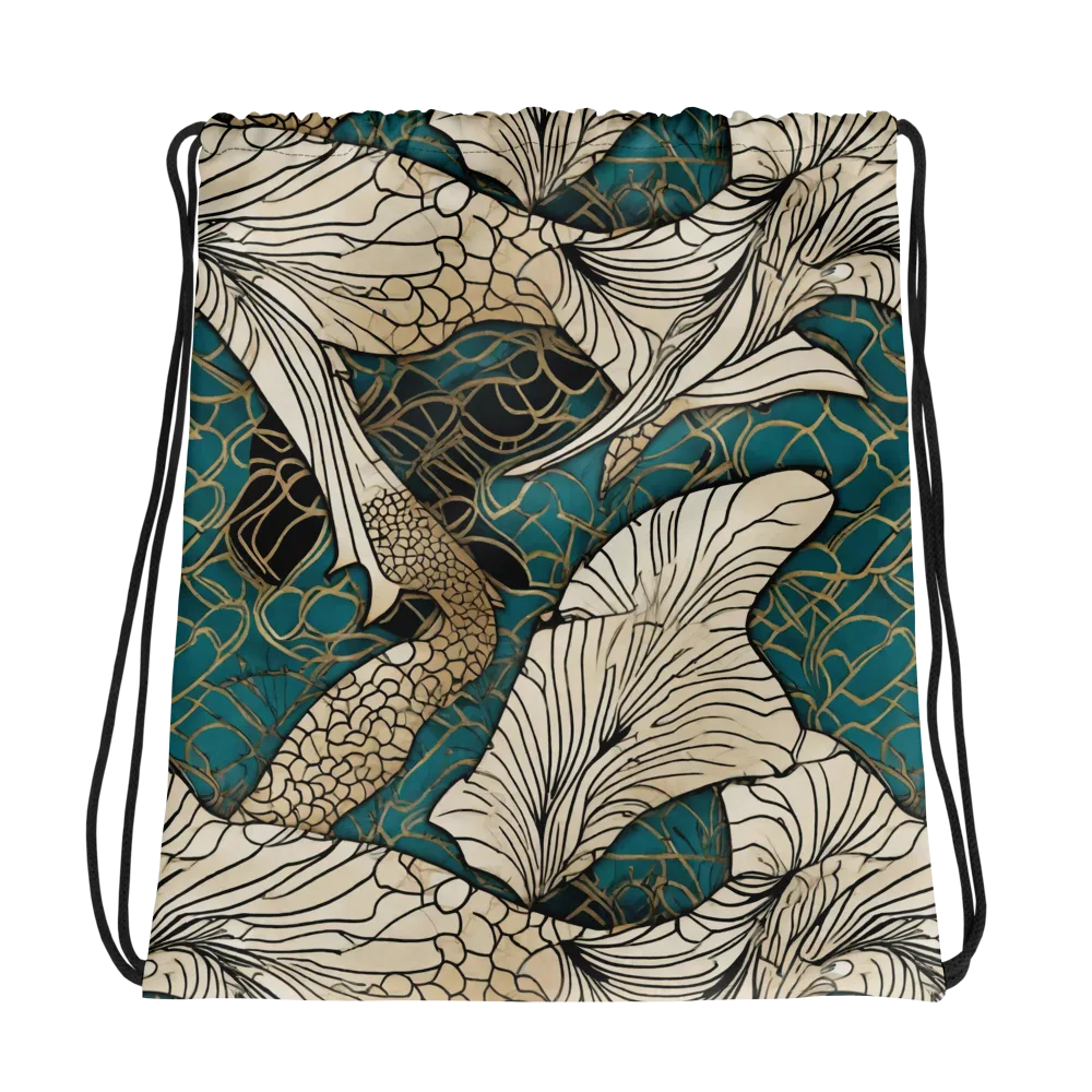 Aqua Filigree on Drawstring Bag — Photo
