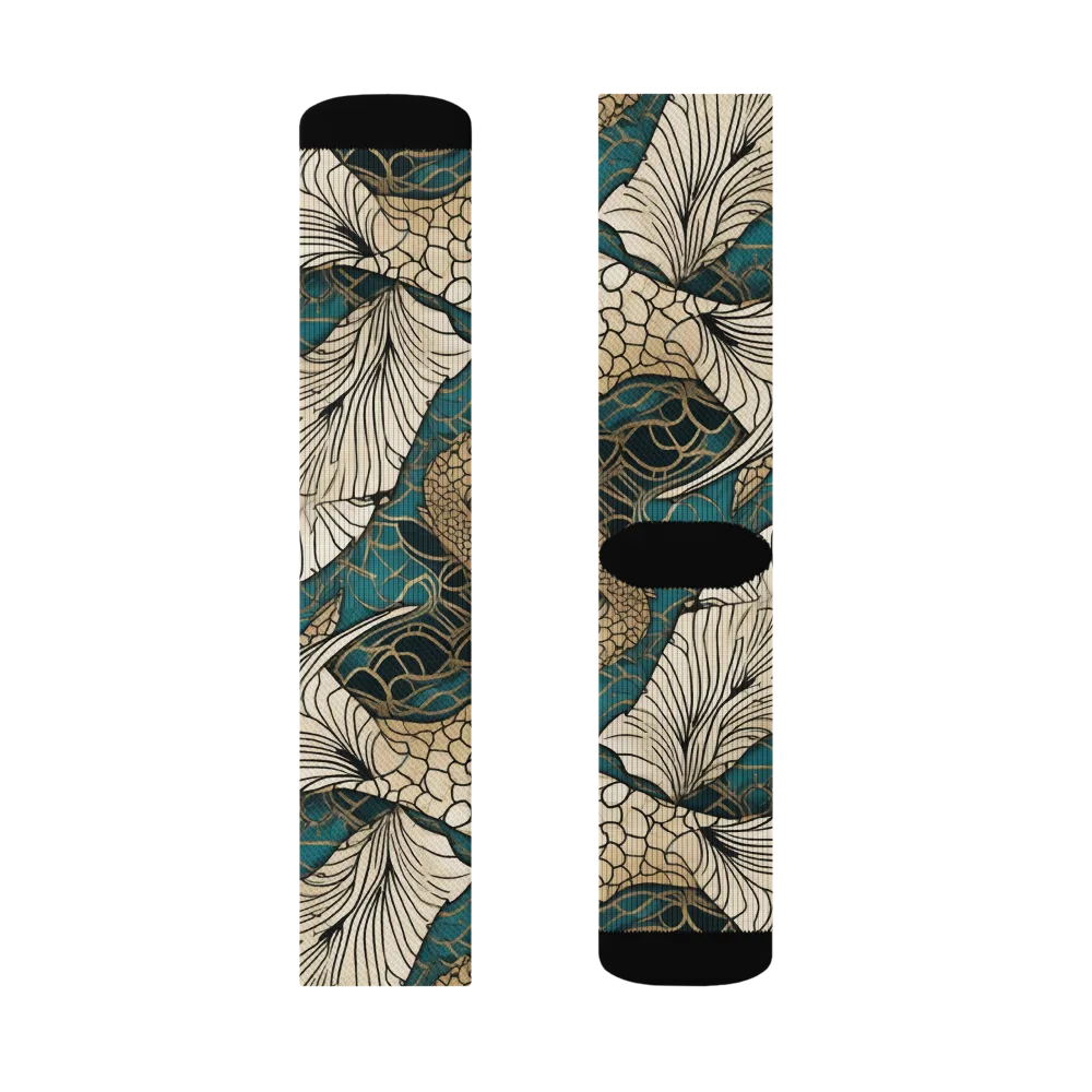 Aqua Filigree on Socks — Left Sock