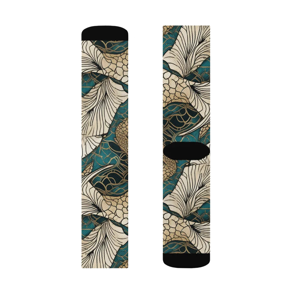 Aqua Filigree on Socks — Right Sock