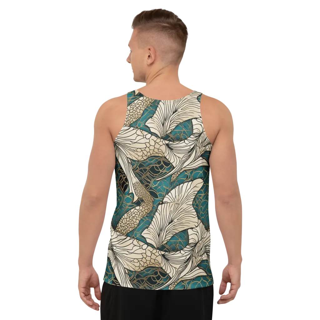 Aqua Filigree on Men's Tank Top — Back