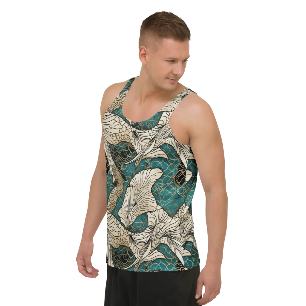 Aqua Filigree on Men's Tank Top — Left Front