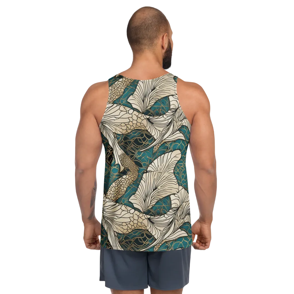 Aqua Filigree on Men's Tank Top — Back
