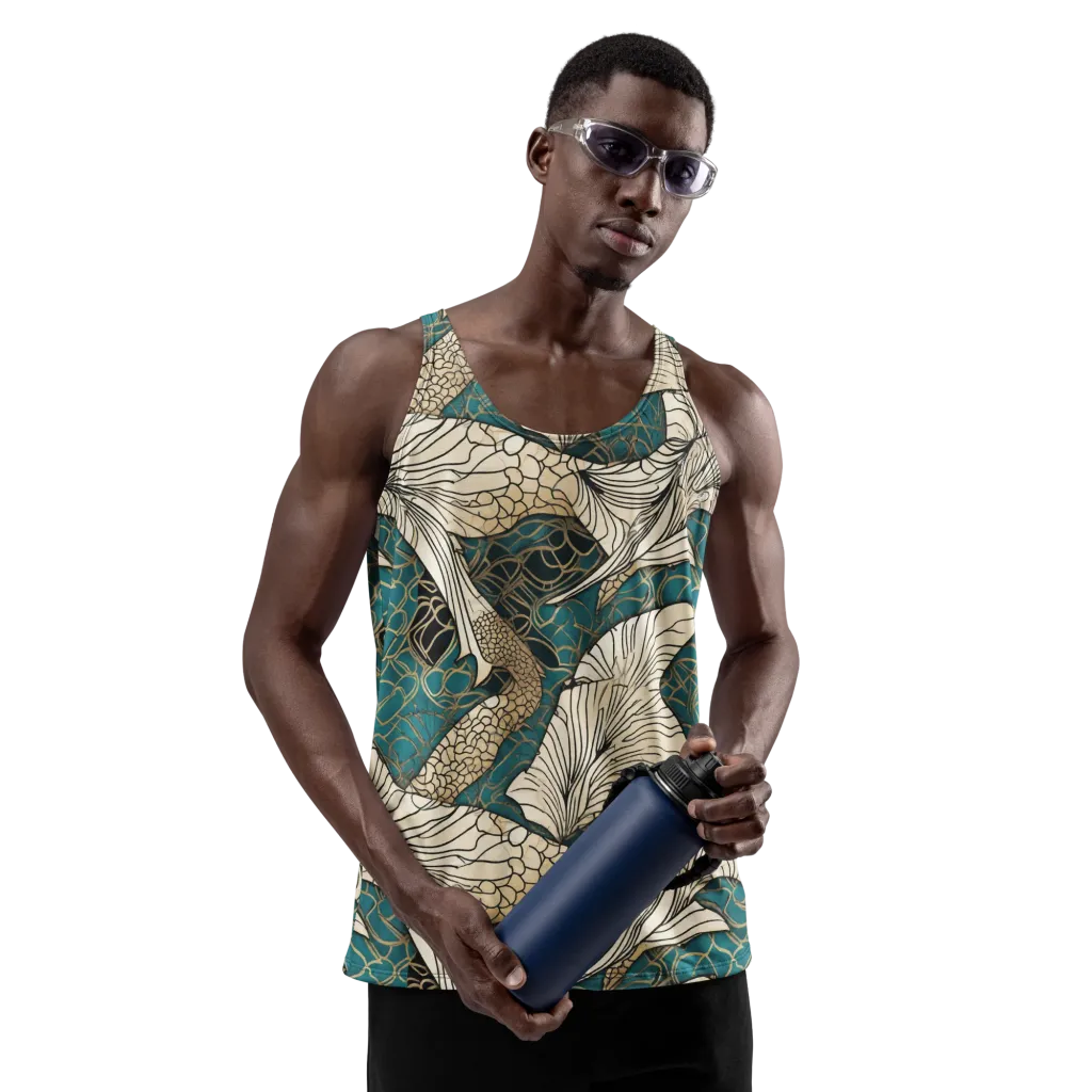 Aqua Filigree on Men's Tank Top — Front