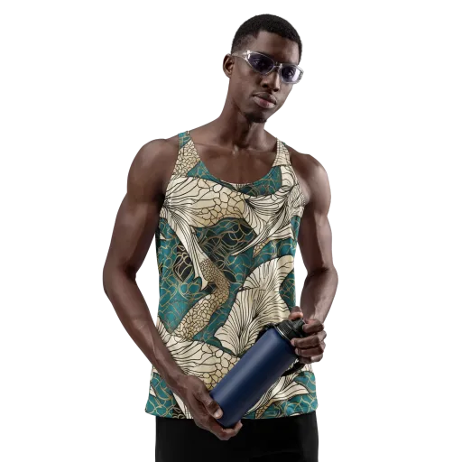 Aqua Filigree on a Men's Tank Top