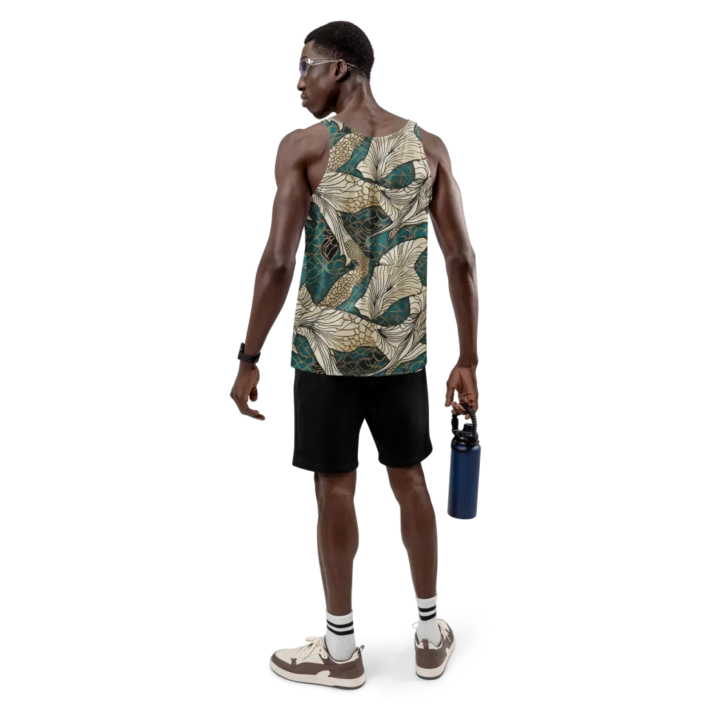 Aqua Filigree on Men's Tank Top — Back
