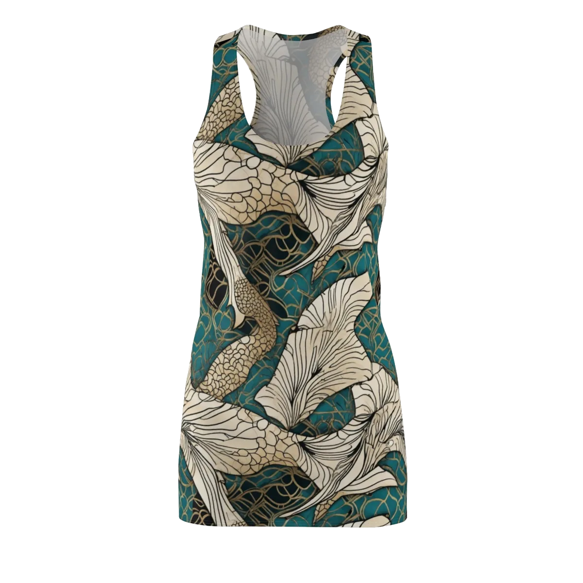 Aqua Filigree on Racerback Dress — Front
