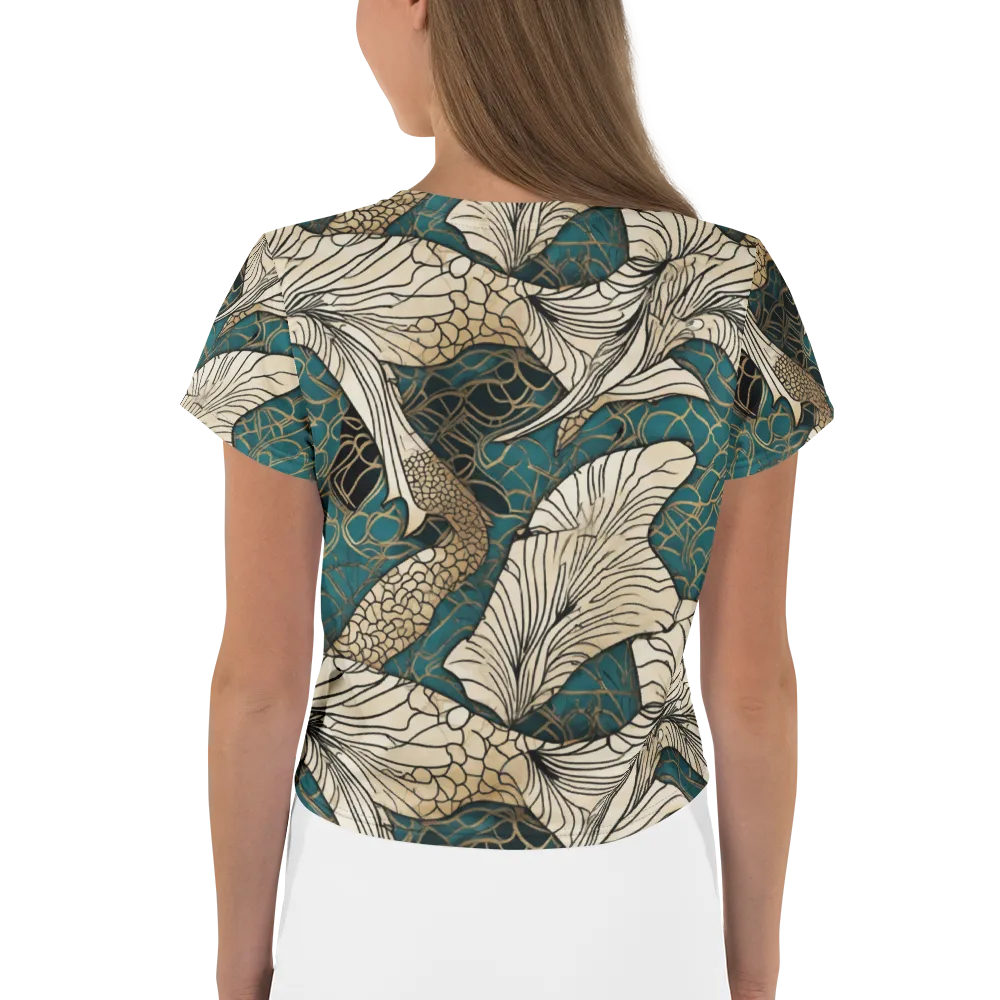 Aqua Filigree on Crop Tee — Back