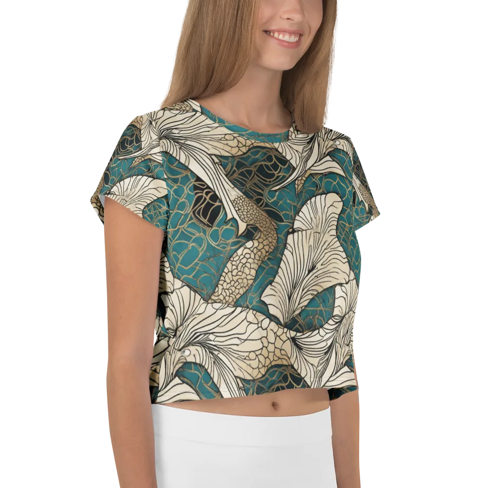 Aqua Filigree on Crop Tee — Right