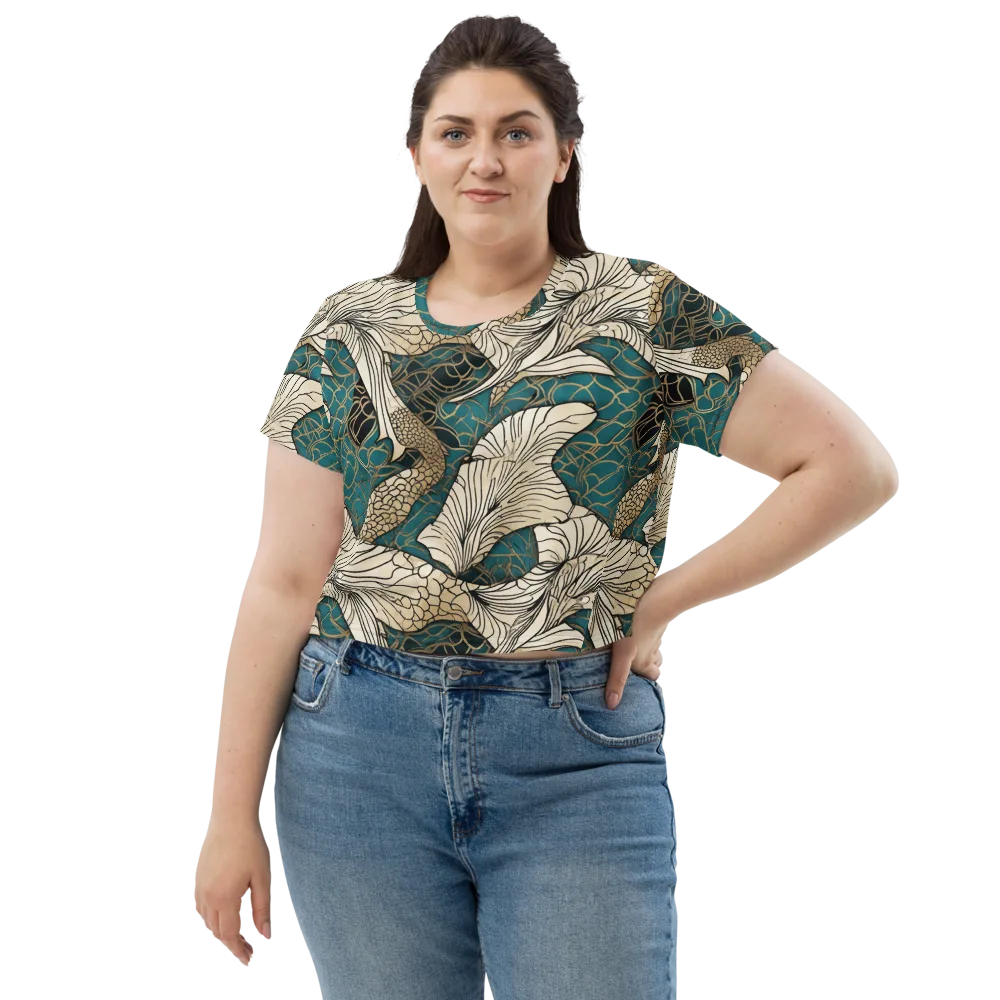 Aqua Filigree on Crop Tee — Front
