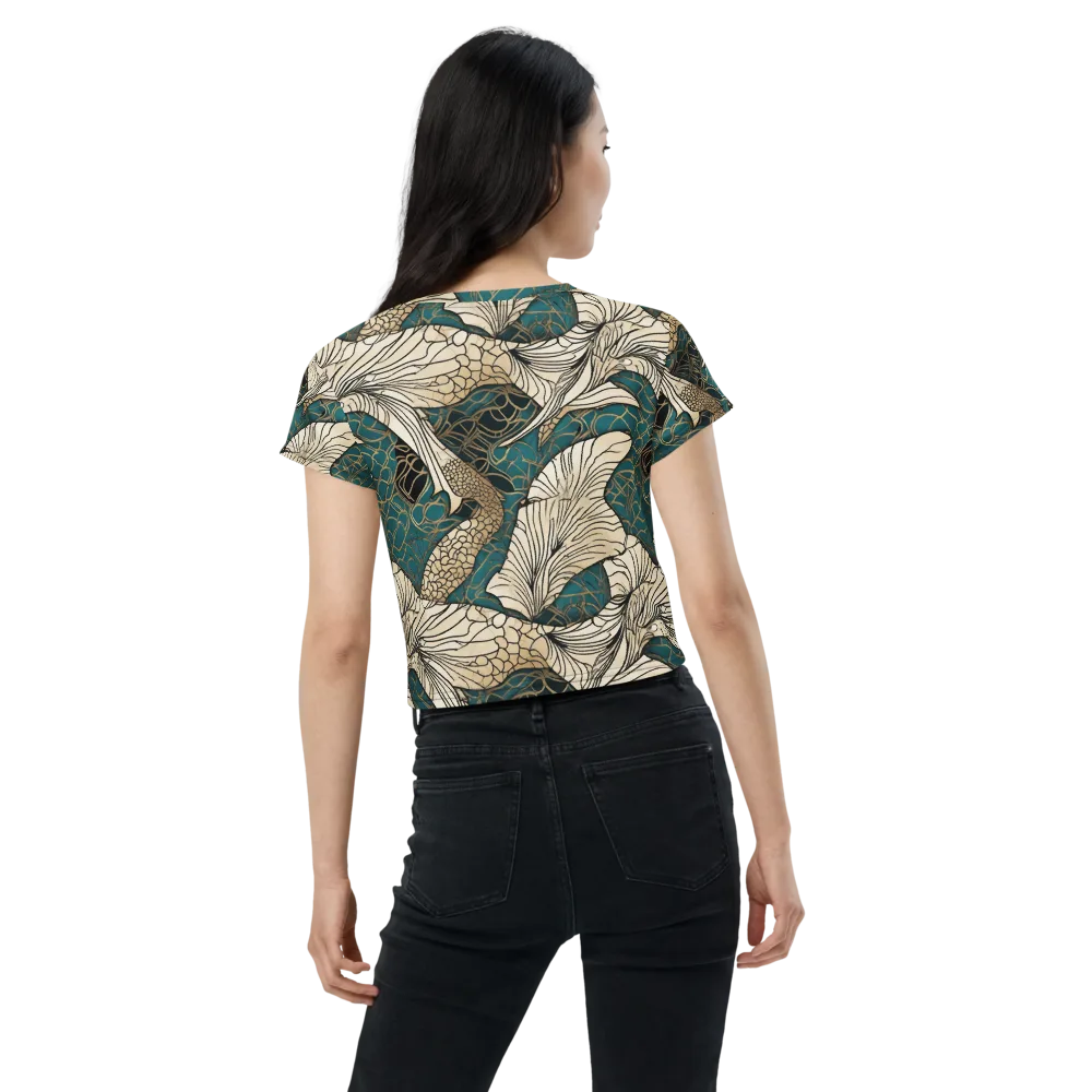 Aqua Filigree on Crop Tee — Back