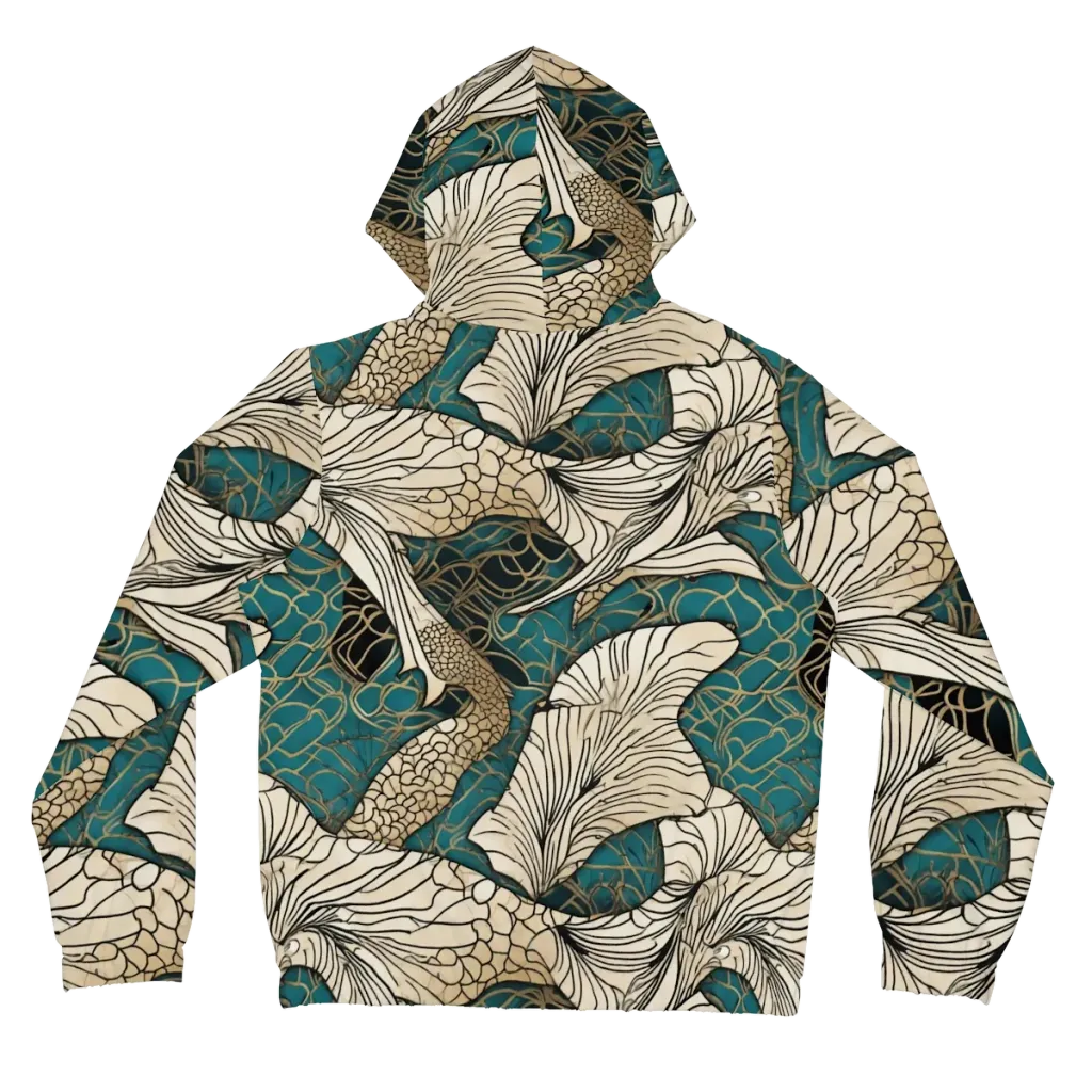 Aqua Filigree on Women's Full-Zip Hoodie — Back