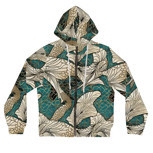 Aqua Filigree on a Women's Full-Zip Hoodie