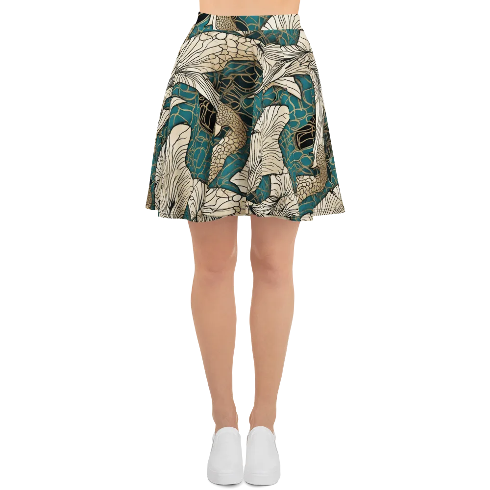 Aqua Filigree on Skater Skirt — Front