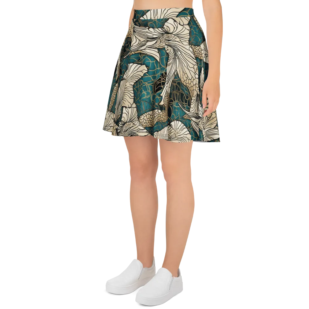 Aqua Filigree on Skater Skirt — Left