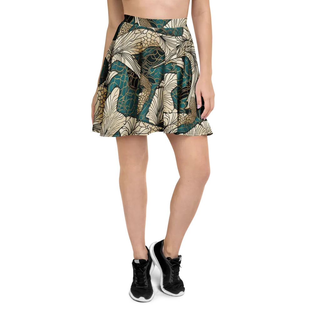 Aqua Filigree on Skater Skirt — Front