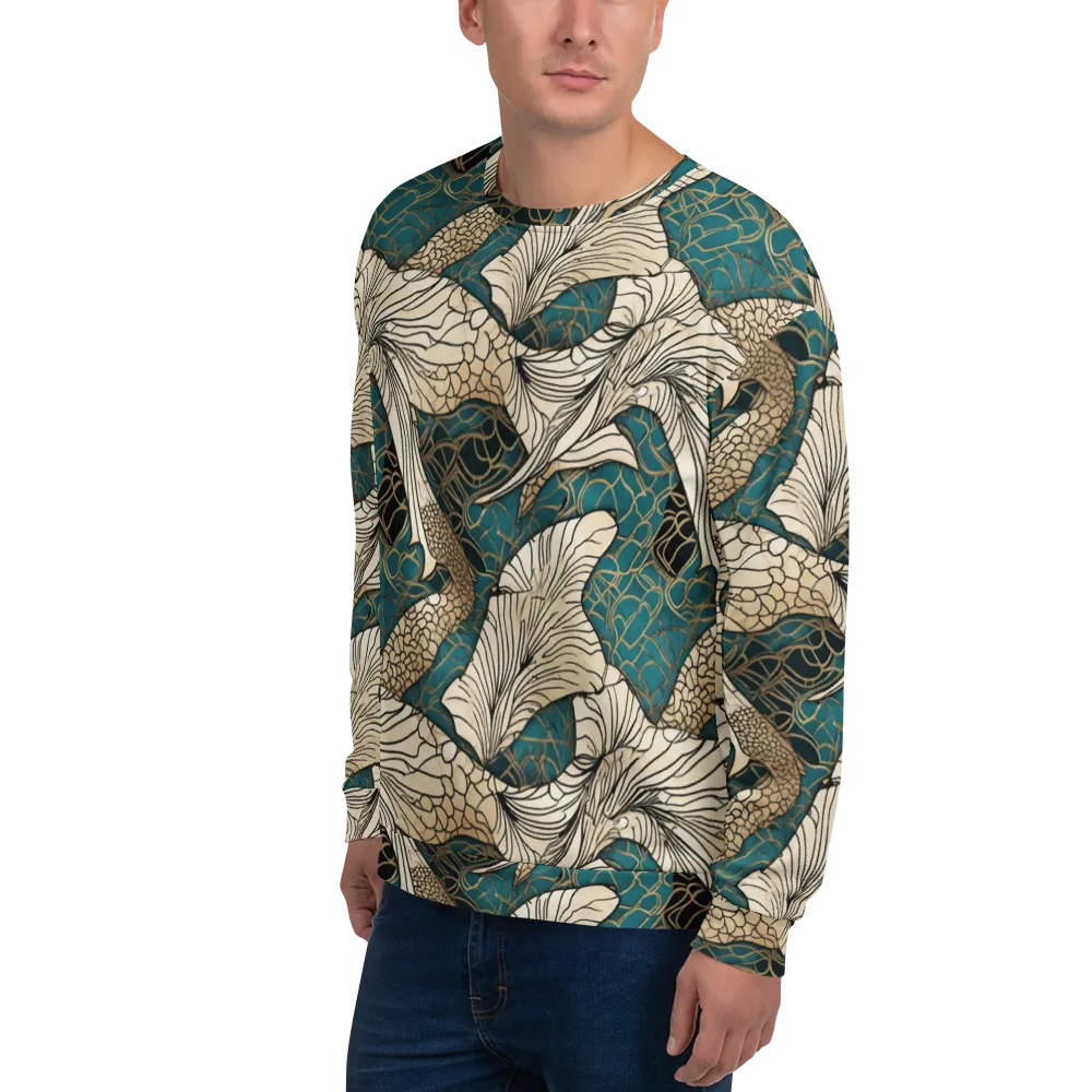 Aqua Filigree on Sweatshirt — Left Front