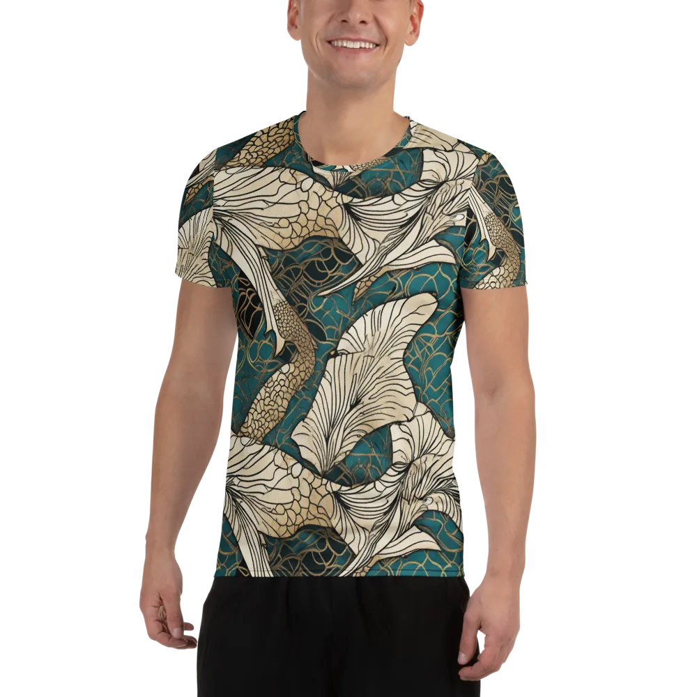 Aqua Filigree on Men's Athletic T-Shirt — Front