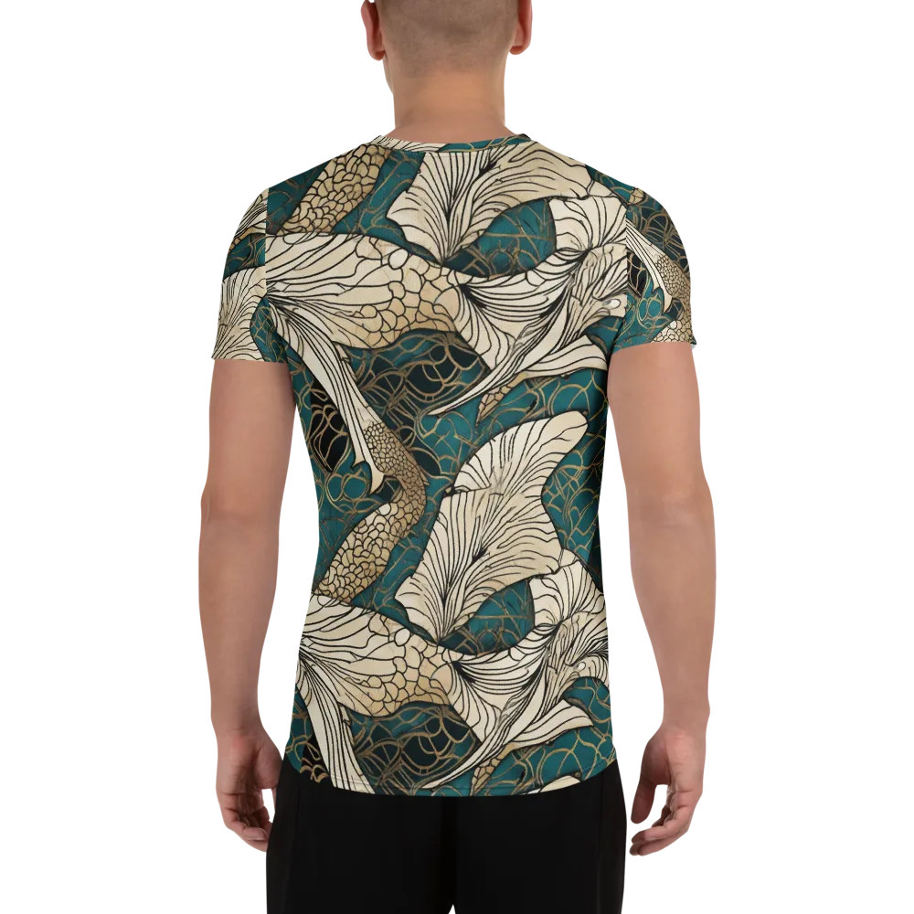 Aqua Filigree on Men's Athletic T-Shirt — Back