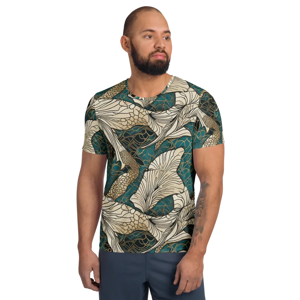 Aqua Filigree on Men's Athletic T-Shirt — Front