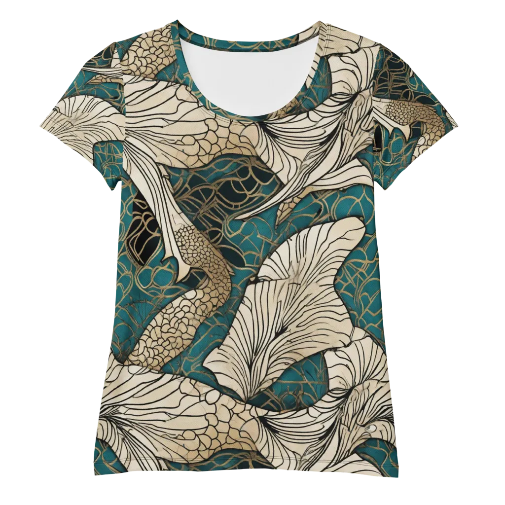 Aqua Filigree on Women's Athletic T-Shirt — Front