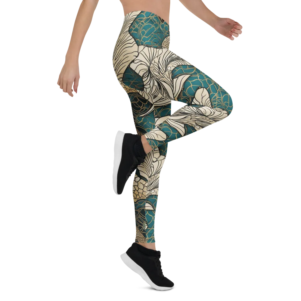 Aqua Filigree on Leggings — Right