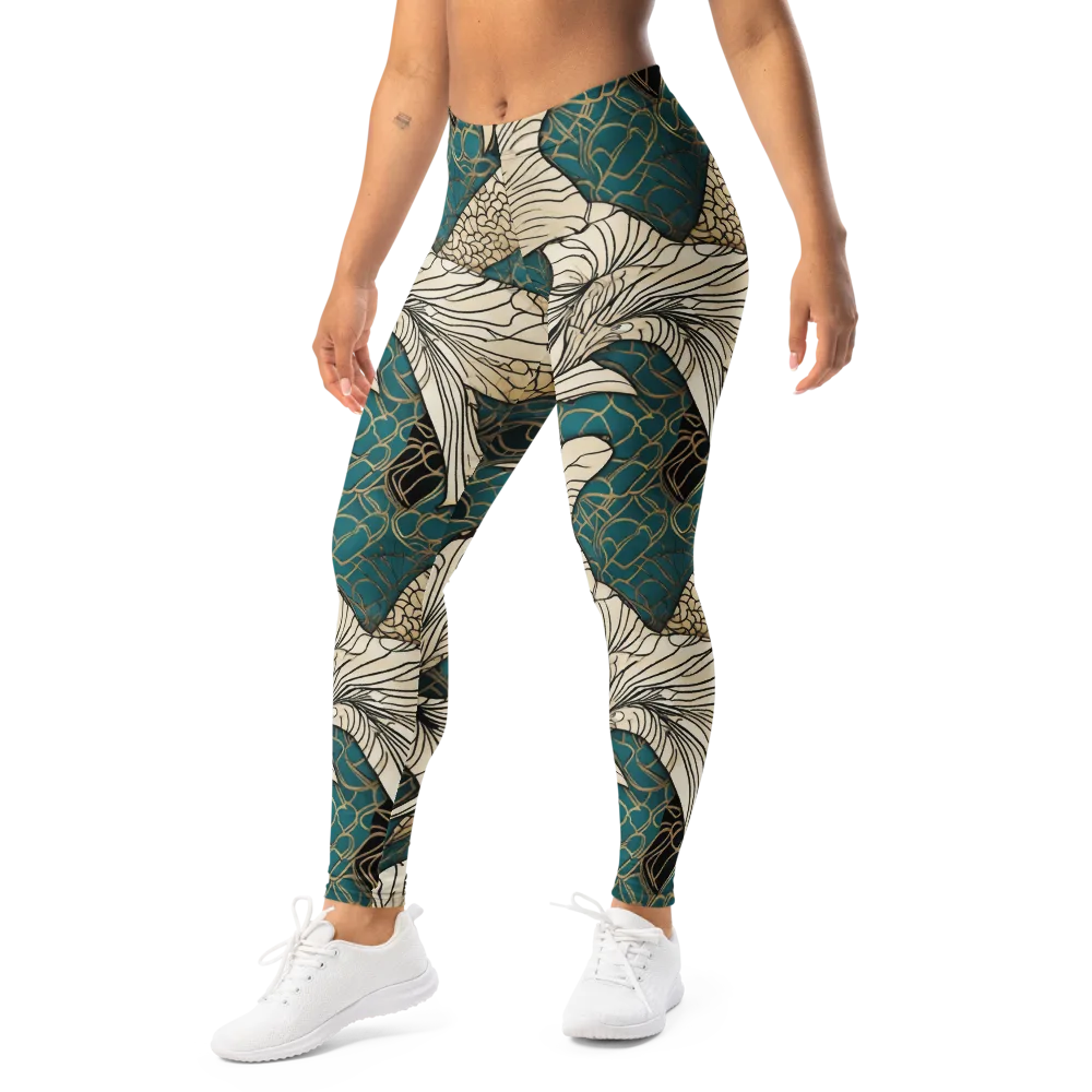 Aqua Filigree on Leggings — Left Front