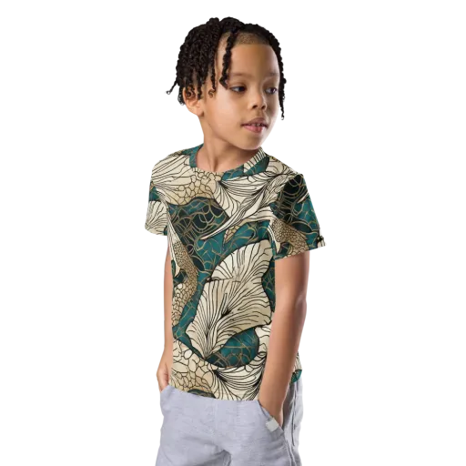 Aqua Filigree on a Kids Crew Neck T-Shirt