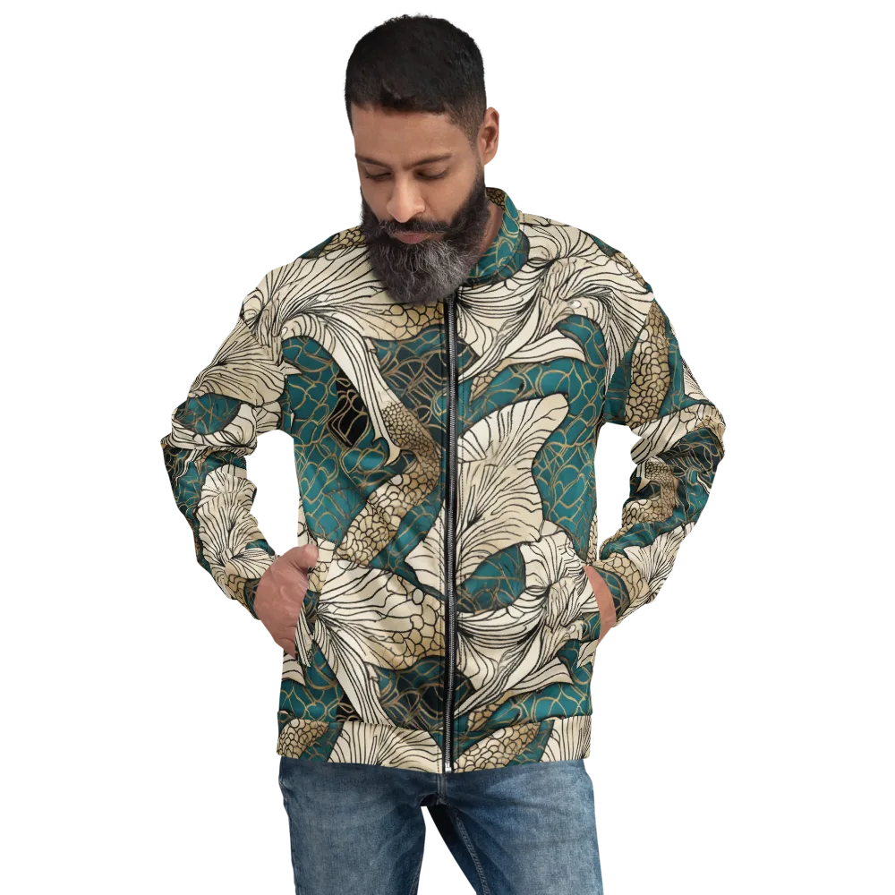 Aqua Filigree on Bomber Jacket — Front