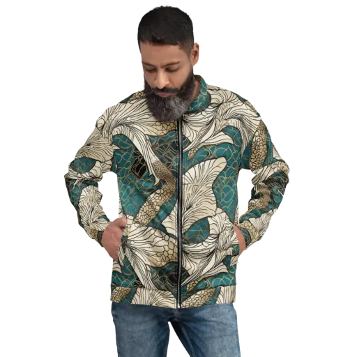Aqua Filigree on a Bomber Jacket