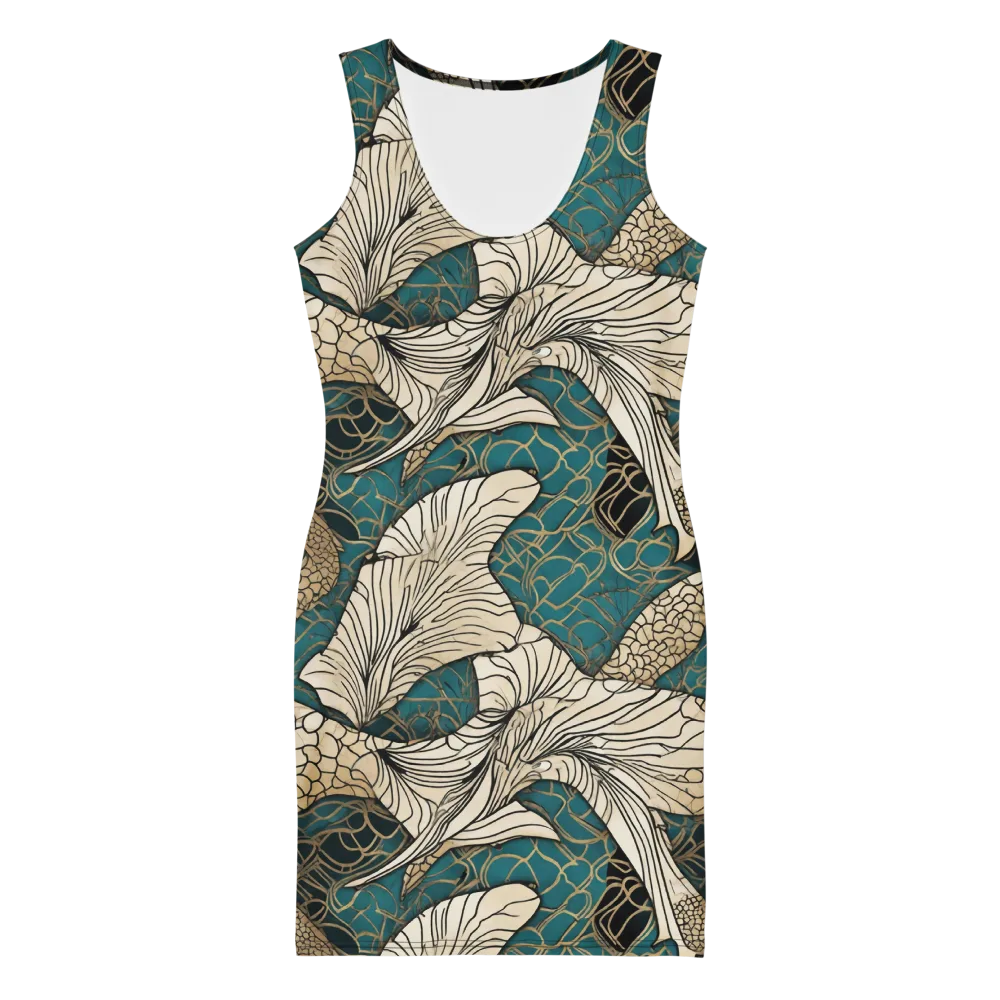 Aqua Filigree on Bodycon Dress — Front