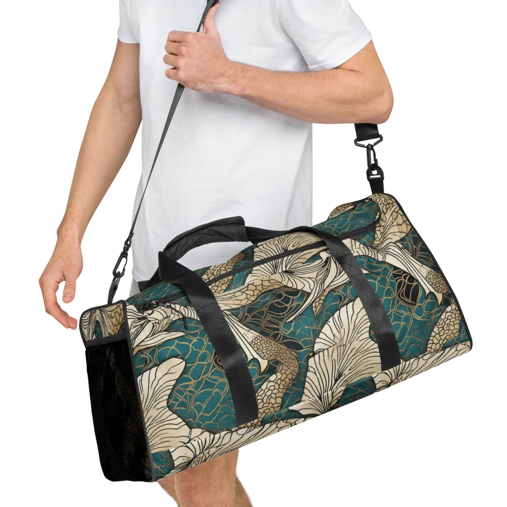 Aqua Filigree on Duffle Bag — Right Front