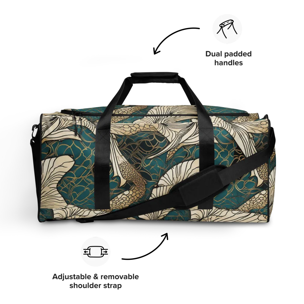 Aqua Filigree on Duffle Bag — Front